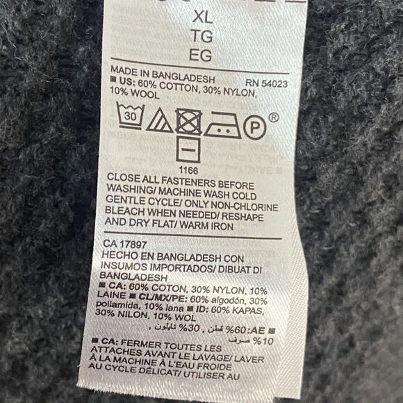 Old Navy Men's Cardigan XL Gray Knit Button Up Shawl Collar Wool Grandpa Grunge - Picture 4 of 5